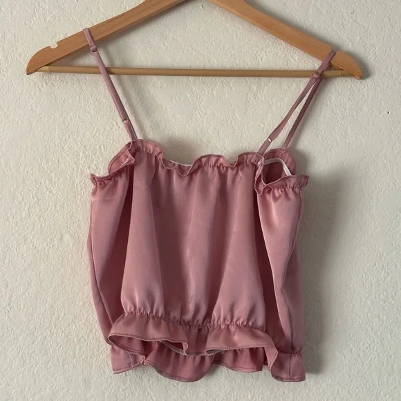 Free People Pink Ruffle Trim Cami Top - Picture 3 of 3